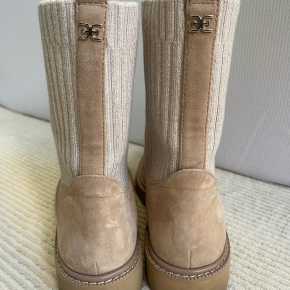 Sam Edelman Lydell Lug-Sole Suede & Knit Combat Boots - Picture 3 of 4
